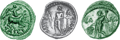 Celtic coins in a pot & a map